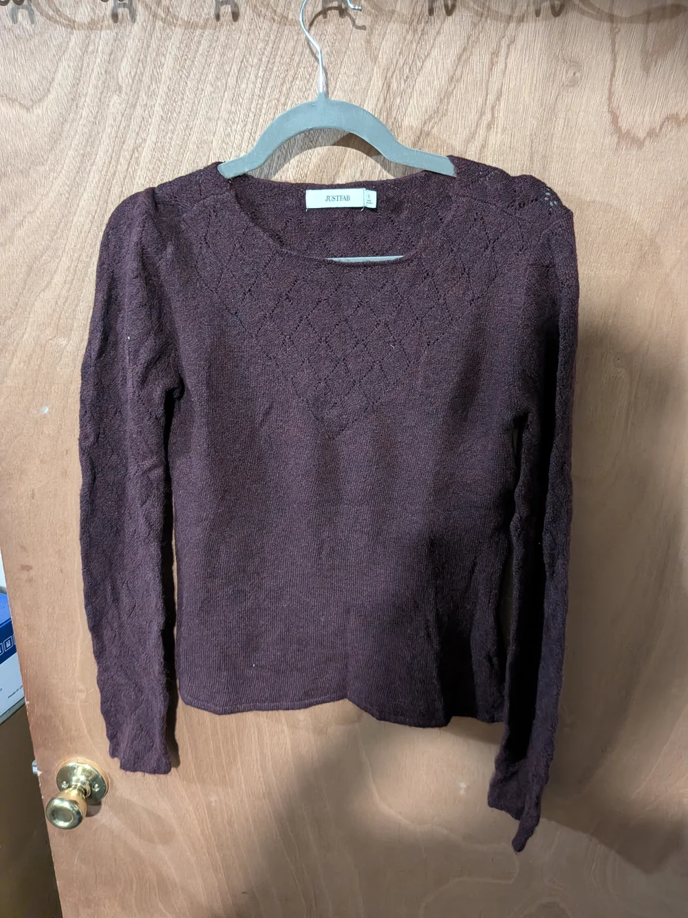 JustFab Chocolate Brown Crew Neck Sweater